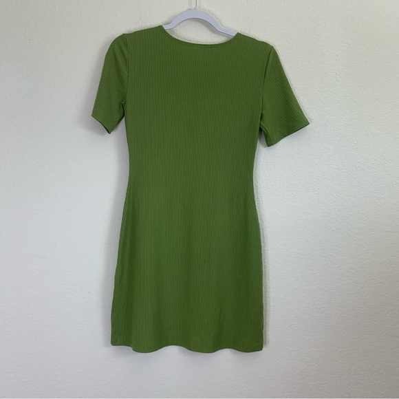 Reformation jean kendy knit dress short sleeve ribbed green M - Picture 5 of 5